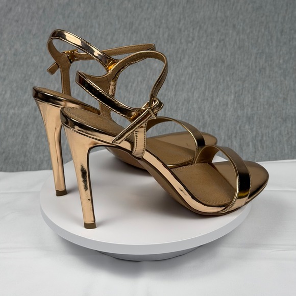 ASOS DESIGN Metallic Rose Gold Ankle Strap Stiletto Heels Sandals Size 6.5 - Picture 5 of 8